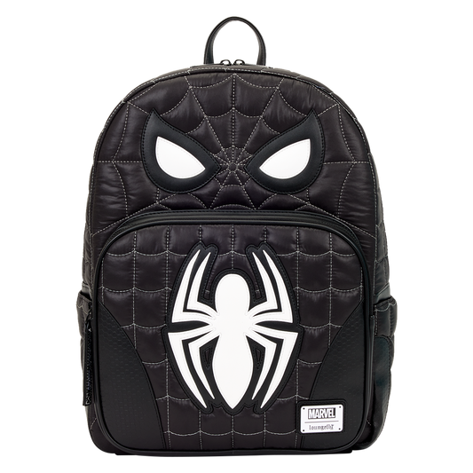 Spider-Man Black & White Suit Cosplay Quilted Full-Size Backpack - US 0716