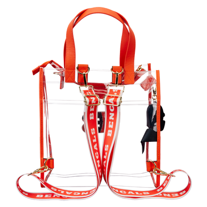 NFL Cincinnati Bengals Clear Convertible Backpack & Tote Crossbody Stadium Bag - US 9129