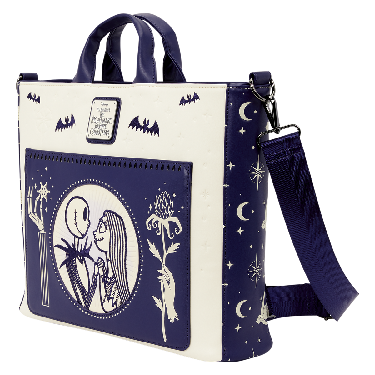 The Nightmare Before Christmas Jack Skellington & Sally Night Sky Convertible Backpack and Tote Crossbody Bag - US 0998