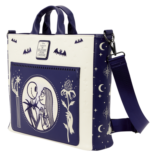 The Nightmare Before Christmas Jack Skellington & Sally Night Sky Convertible Backpack and Tote Crossbody Bag - US 0998